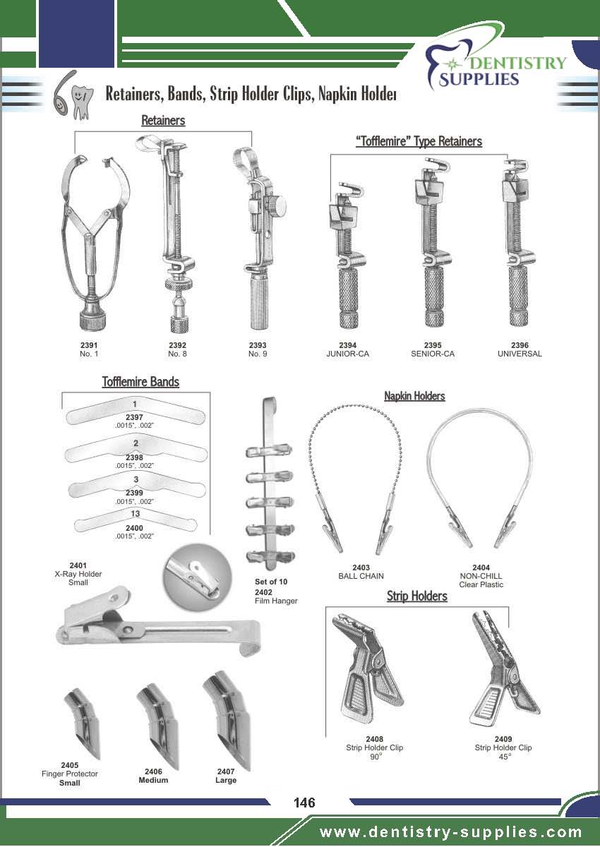 Retains, Bands Strip Holders Napkin Holders