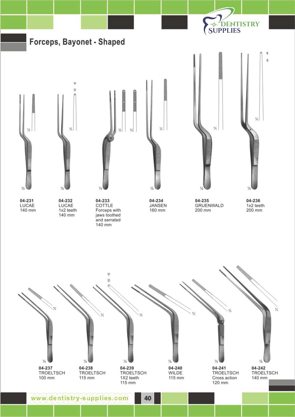 Forceps Bayonet Shaped